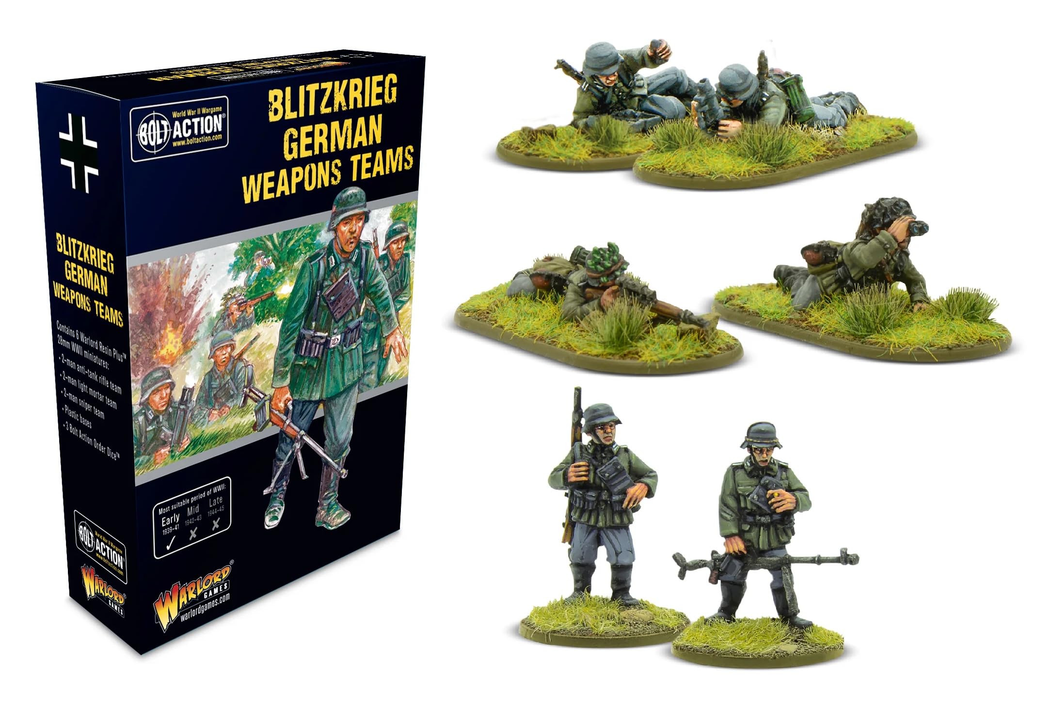 Blitzkrieg German Weapons Teams - 28mm Scale Miniatures for Bolt Action Highly Detailed World War 2 Miniatures for Table-top Wargaming