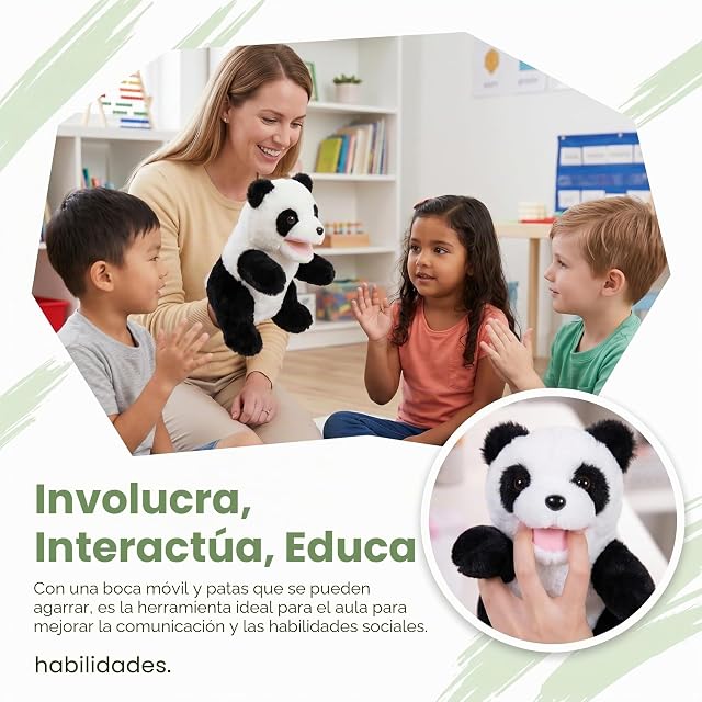 LOMTRATS 2026 Marionetas de Mano de Animales con Boca Abierta móvil para niños, Lobo, león