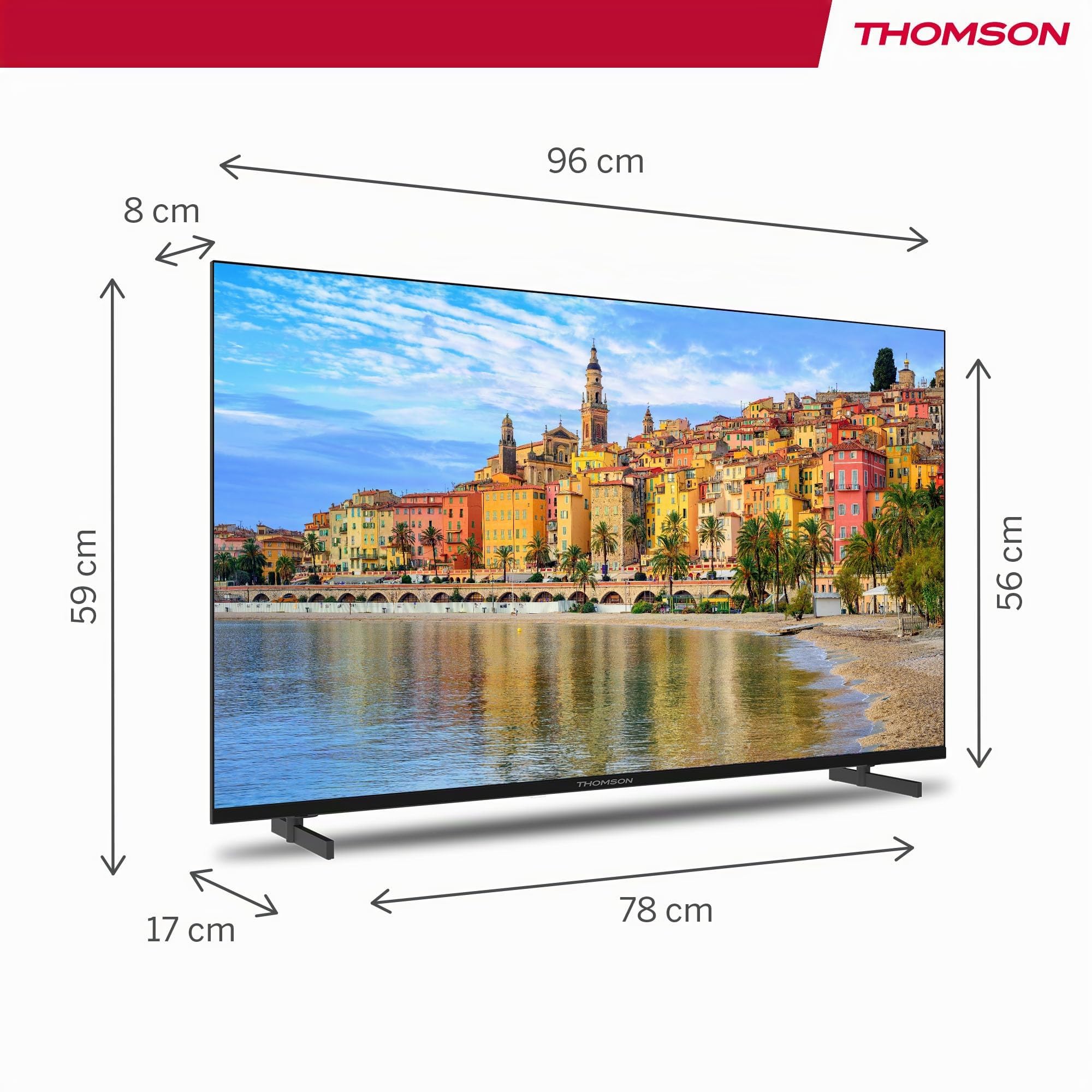 THOMSON 43 Pouces (109 cm) LED Full HD Google Smart TV, Wi-FI, Dolby Vision IQ, Dolby Atmos, HDR10, Bluetooth 5.1, Triple-Tuner (Câble-Satellite-Antenne), HDMI, CI, A Plus Panneau - 43FG2S14