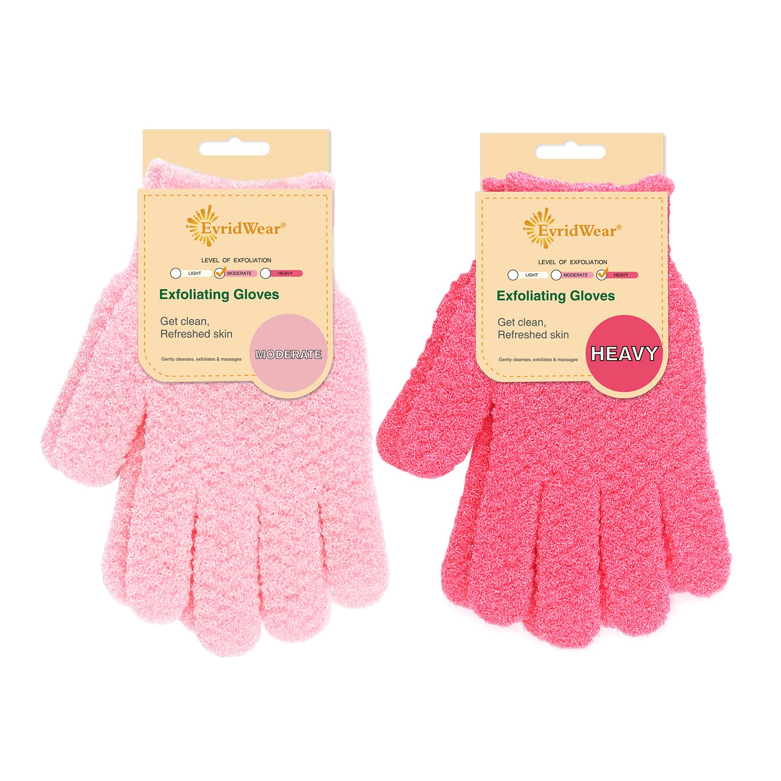 EvridwearEvridwear Exfoliating Gloves for Bath Heavy&Moderate Pink 2 Pairs