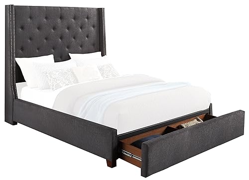 Fairborn Upholstered Platform Storage Bed, King, Gray