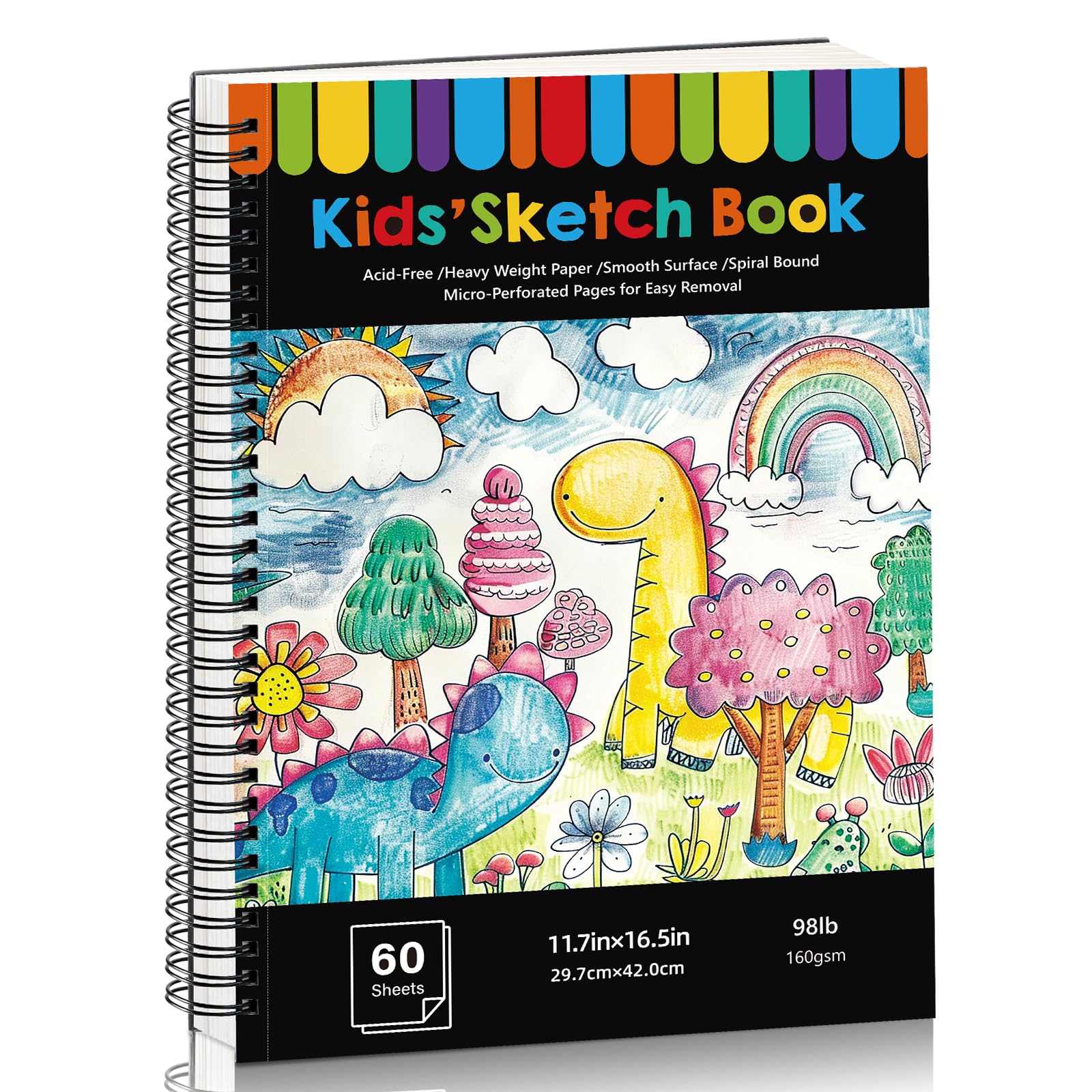 A3 Sketch Book for Kids, 60 Sheets, 160gsm, Hardcover, Spiral Bound