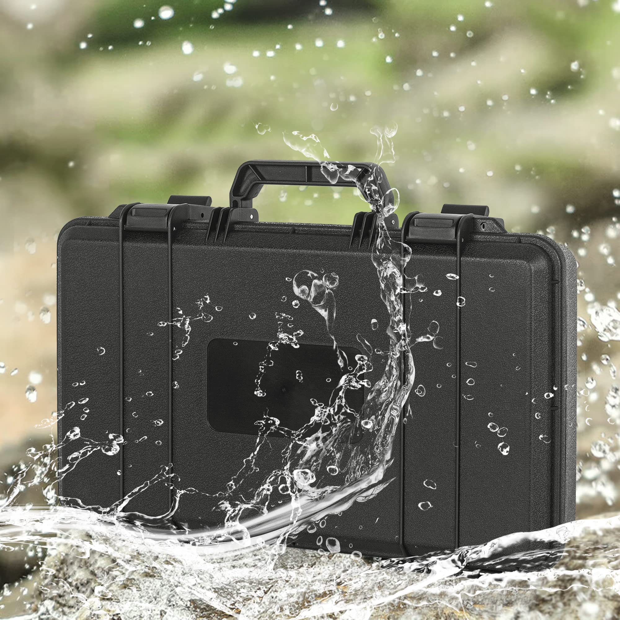 Hartschalen-Tragetasche, wasserabweisend, Aufbewahrungsbox mit anpassbarem Schaumstoff, tragbare Schutzbox für Mikrofon, Rekorder, Elektronik, Werkzeuge, Kameras, Ausrüstung und mehr, 44,5 x 26,7 x