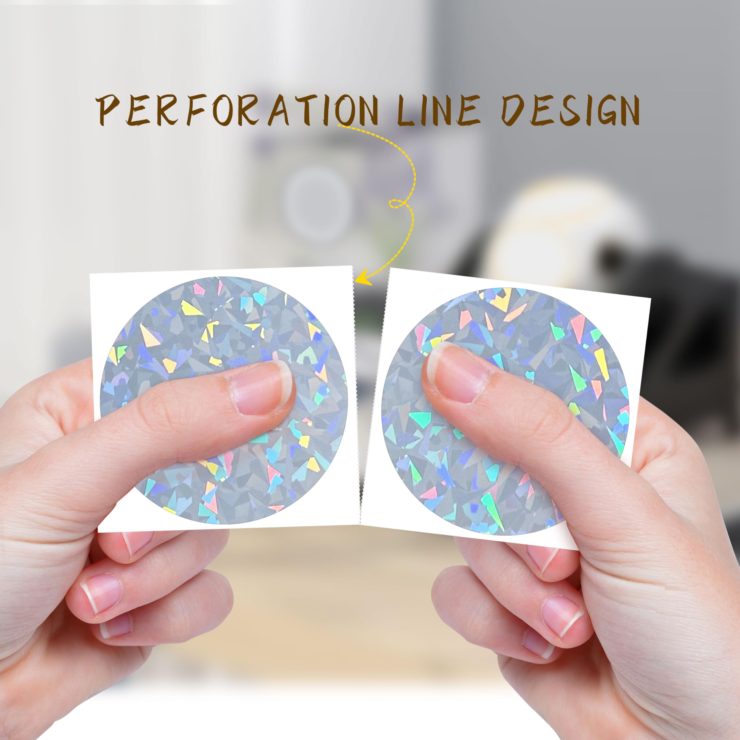 PARLAIM 5.1 cm Holographic Sliver Circle Thermal Sticker, Round Adhesive Direct Thermal Label Diamond Brilliance for DIY Logo Design, QR Code, Name Tag, 400 Tapes/Roll