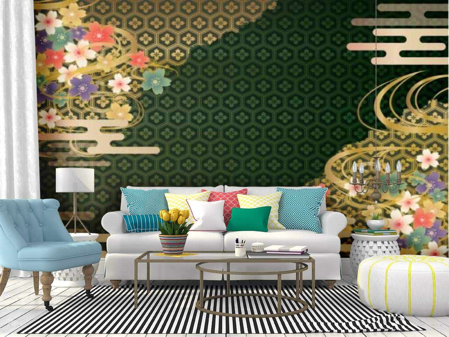 Amazon Com Skiwamural Self Adhesive Wallpaper Roll Paper 緑と金の和柄の背景素材 Century Tree Stock Illustrations Removable Peel And Stick Wallpaper Decorative Wall Mural Posters Home Covering Interior Film Tools Home Improvement