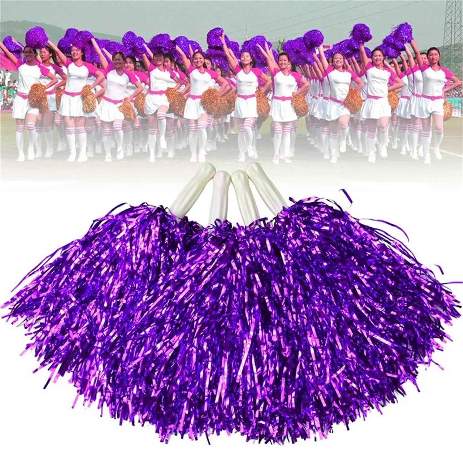 10 paires de pompons pom-pom girl avec poignée Pour Le Cheerleading