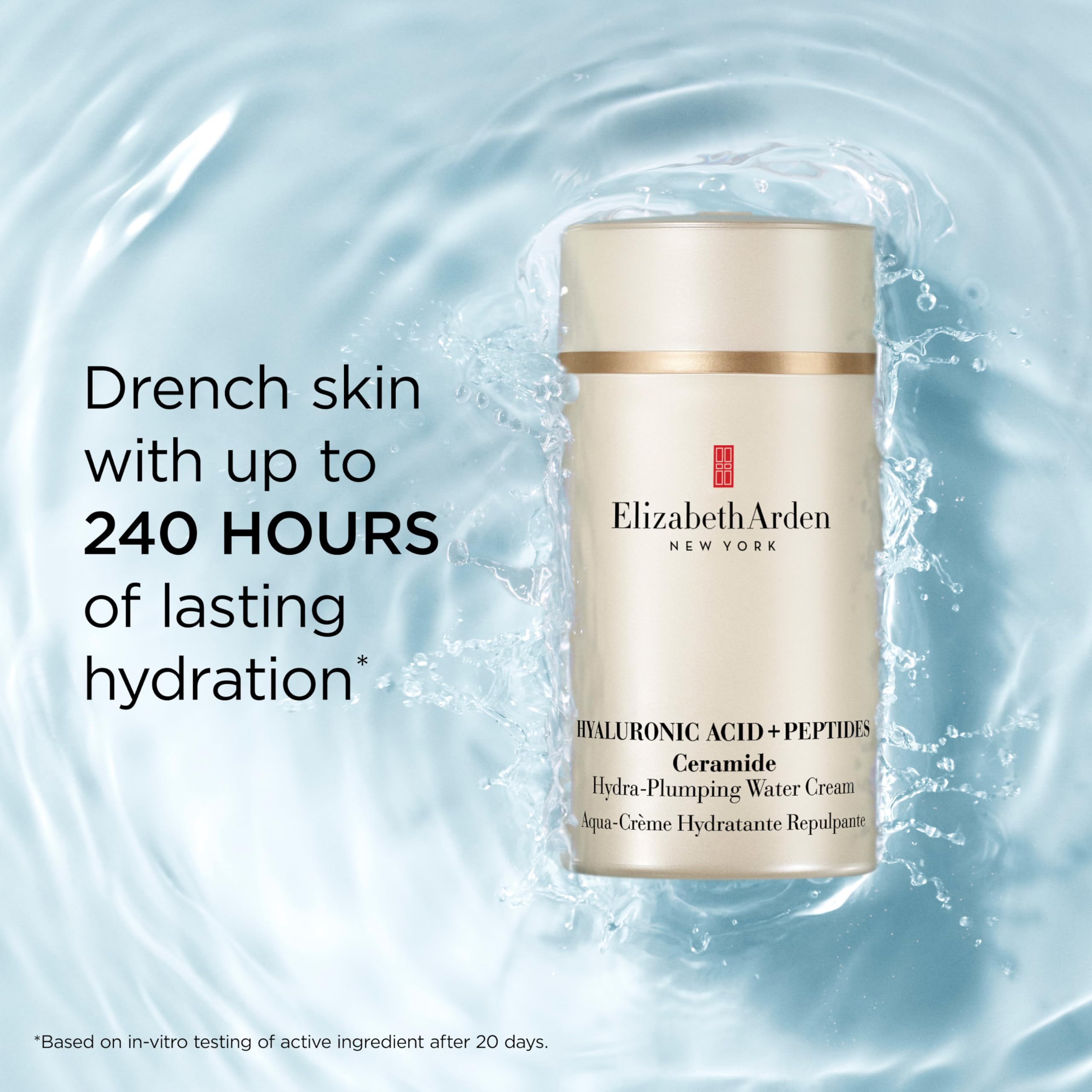Elizabeth Arden Hyaluronic Acid + Peptides Ceramide Hydra-Plumping Water Cream, Lightweight Gel Texture, Deeply Hydrating + Firming Moisturizer, 1.7 oz