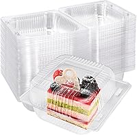 Vista 1 de 100 recipientes de plástico transparente para llevar, recipientes de alimentos de plástico transparente con bisagras, recipiente desechable