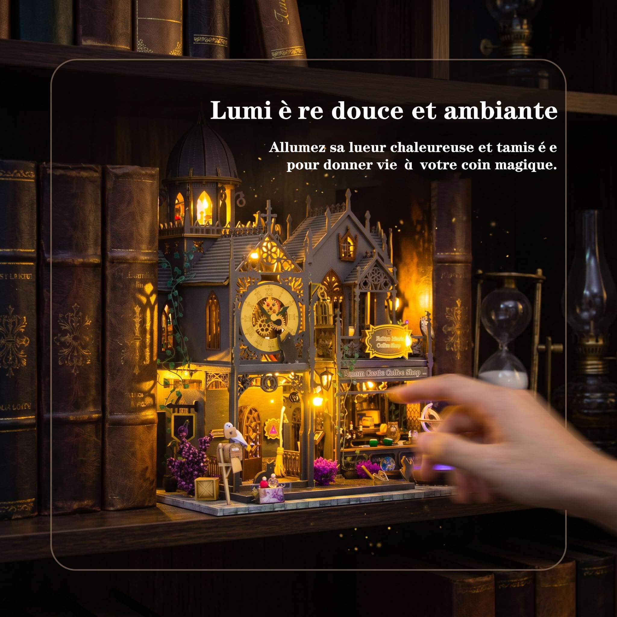 Puzzle 3D Bois Kit Maison de Château Enchanté Miniature - DIY Adulte et Ado, Mobilier Complet, Déco Étagère Salon Bureau, Loisir Créatif, Cadeau pour Amateurs de Miniatures