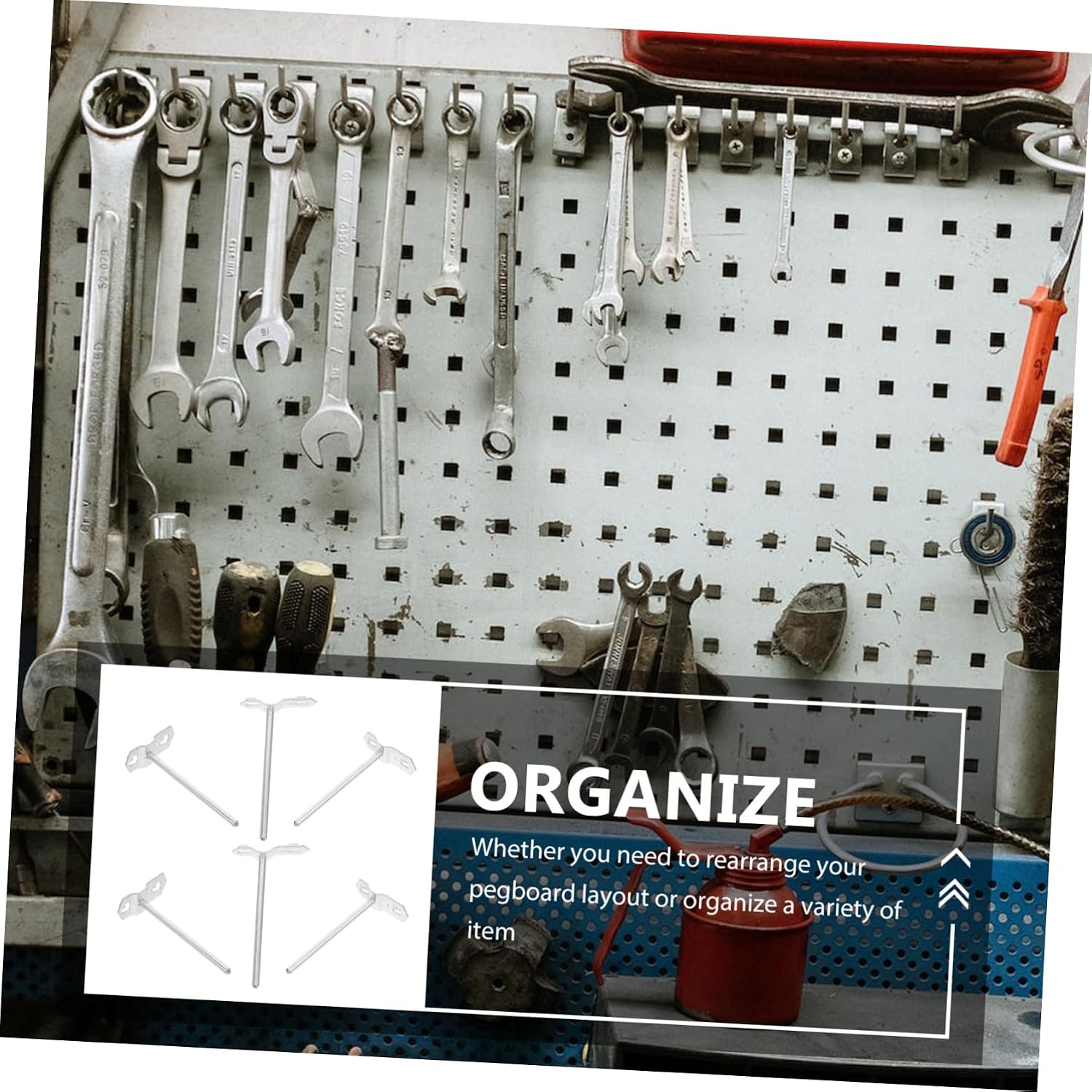 Zerodeko 6pcs Pegboard Hooks for Garage Storage Utility Tool Hangers Easy Installation Compact Design for Organizing Tools and Accessories