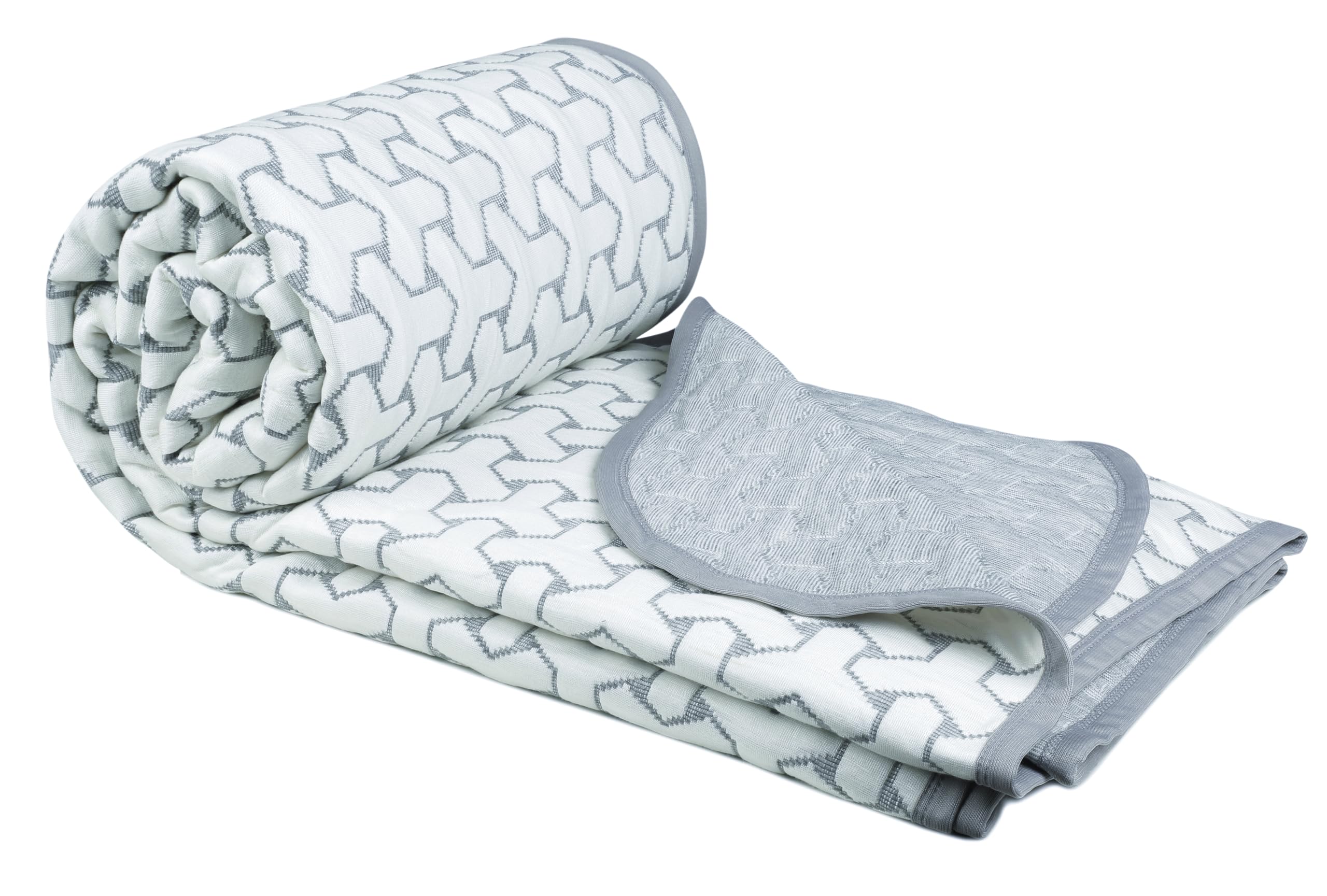 BSB HOME Premium Cotton Viscose Dohar/Ac Quilt/Blanket for Single Bed Size (60 X 86 Inches) |Lightweight Knitted Dohar with A Matching Handbag - 250 GSM | Single - 150X220 Cms - Grey & White, 200 TC (B0C71DCJ4P) Amazon Price History, Amazon Price Tracker