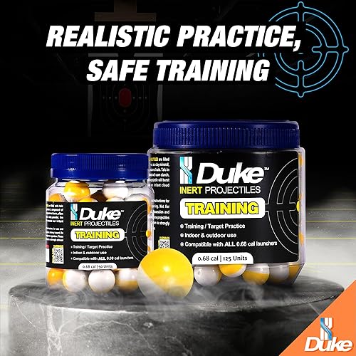 Miniatura 8 de Duke Inert Projectiles - 68 pistolas de entrenamiento de munición Cal, proyectiles de polvo no letal calibre 68, bolas de defensa personal, pistola