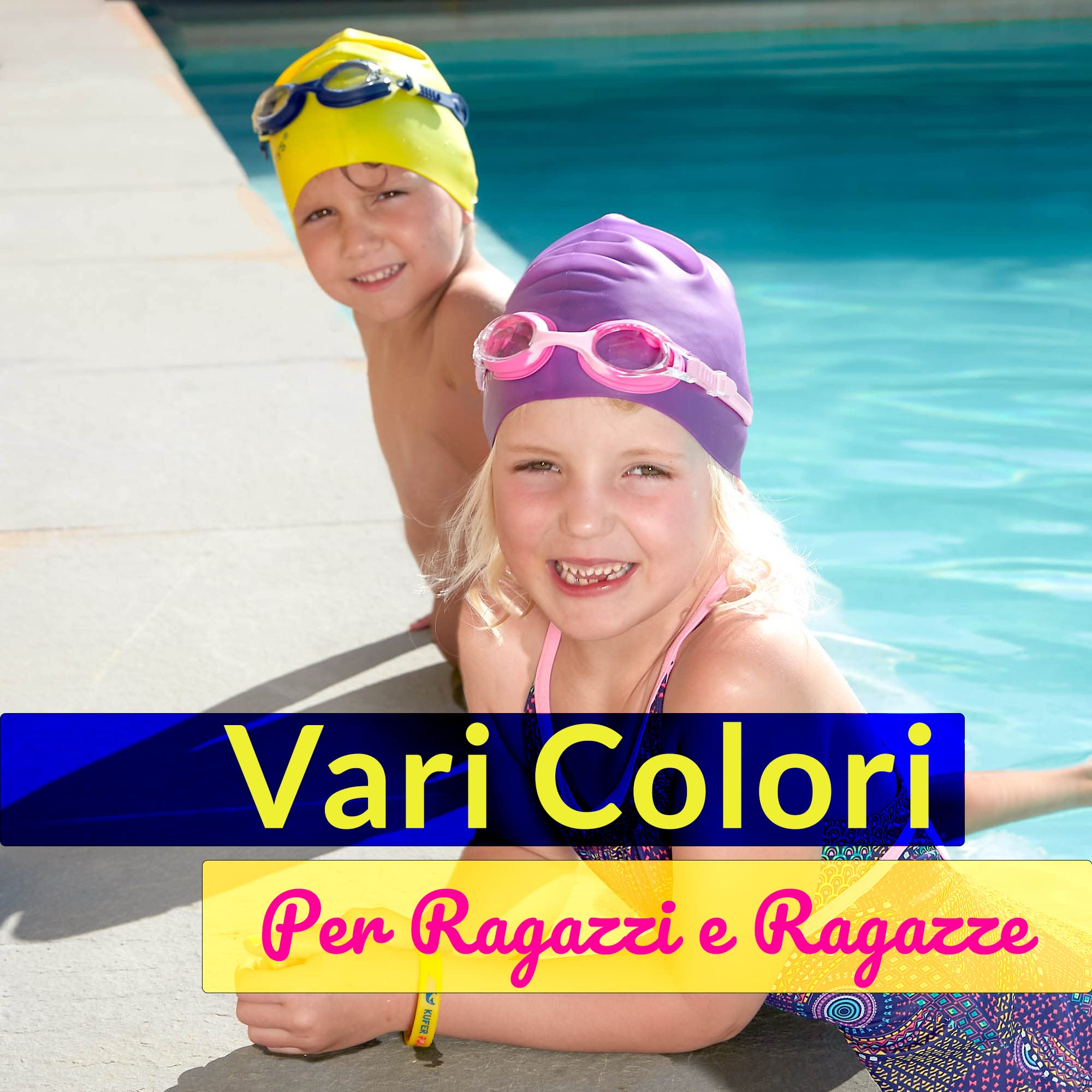 Limmys Kids Cuffia Piscina - Cuffia Piscina Bambina e Bambino al 100% in Silicone - Cuffia Nuoto di Qualità Superiore, Elastica e Comoda - Disponibile in Tanti Colori Diversi