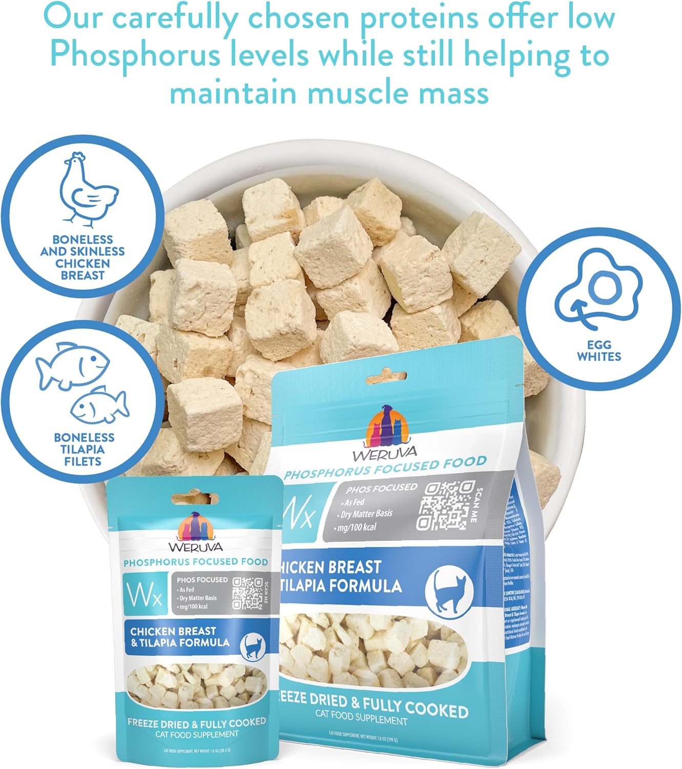 Weruva Wx Phos Focused Freeze Dried, Chicken Breast & Tilapia Formula, 7oz Bag