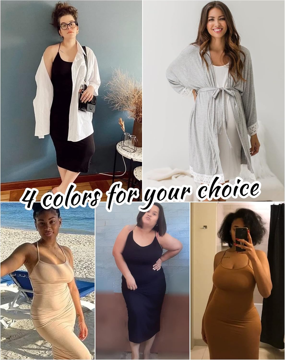 Vlazom Women's Plus Size Full Slip Dresses V-Neck Soft Nightgown Adjustable Spaghetti Strap Mini Casual Dress Under Dresses - Image 6