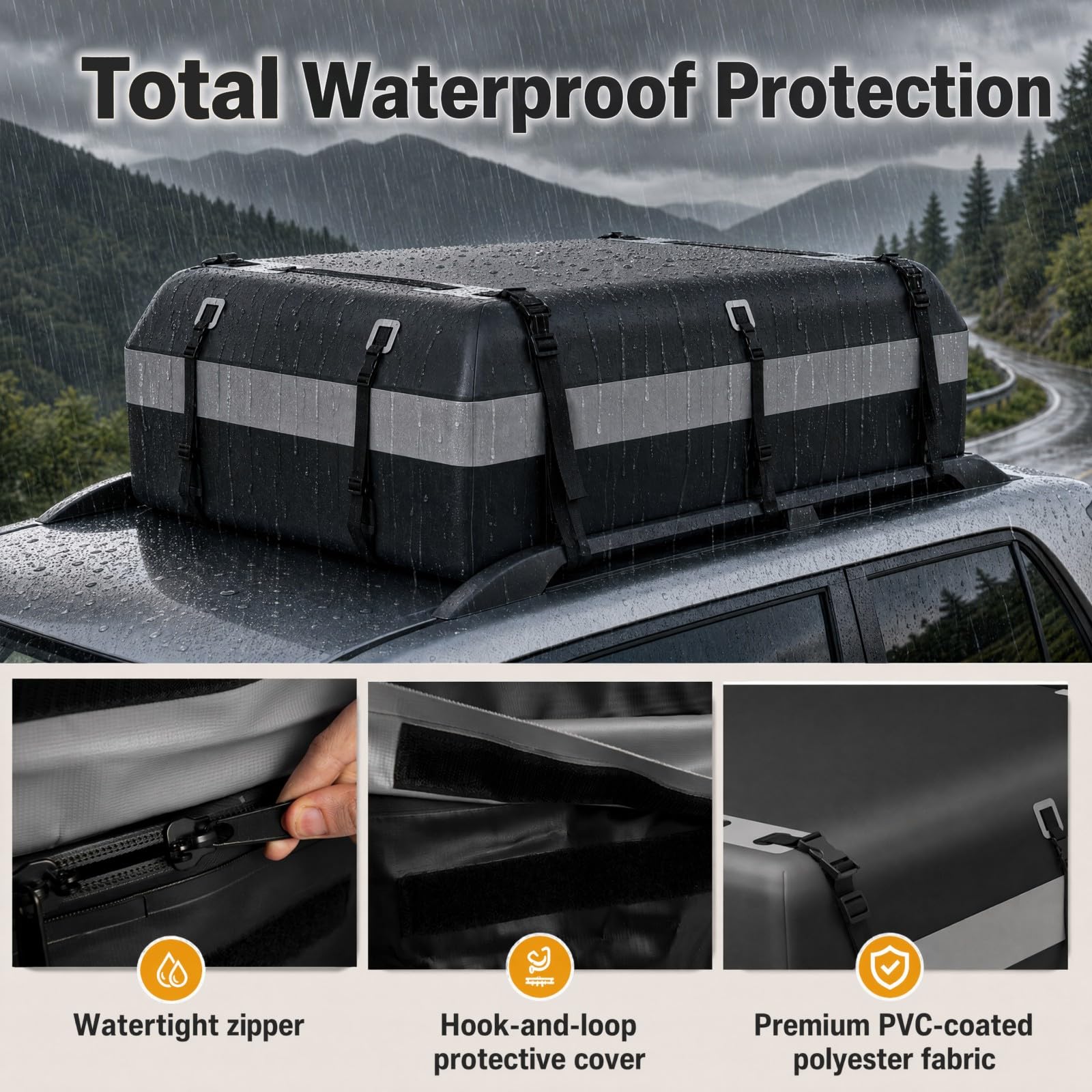 GIANTEX 600 L Cofre de Techo (130 x 100 x 44 cm) con Bolsa Cordón