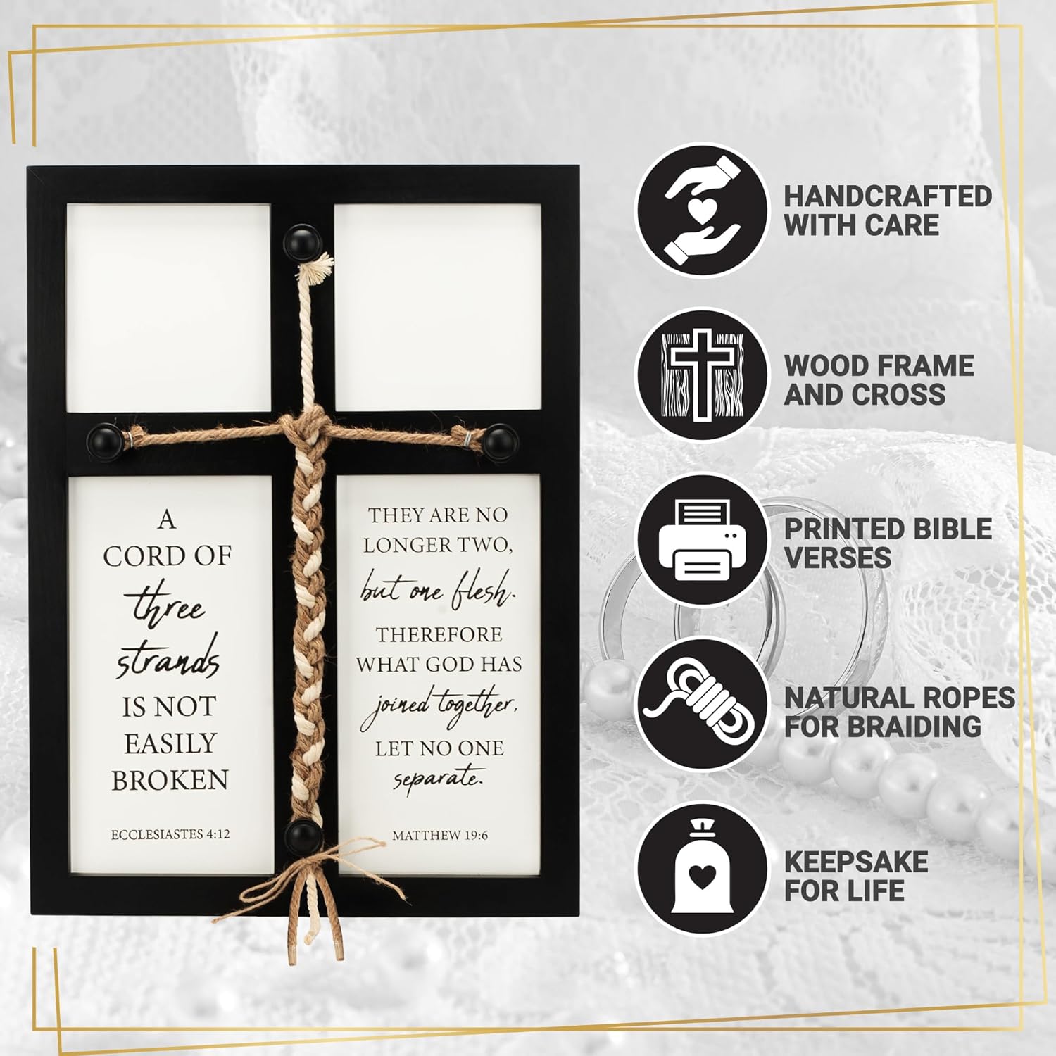 OUR CENTERPIECE A Cord of Three Strands Wedding Ceremony Sign 17x23 Unity Rope Cross Sign, Wedding Unity Ideas