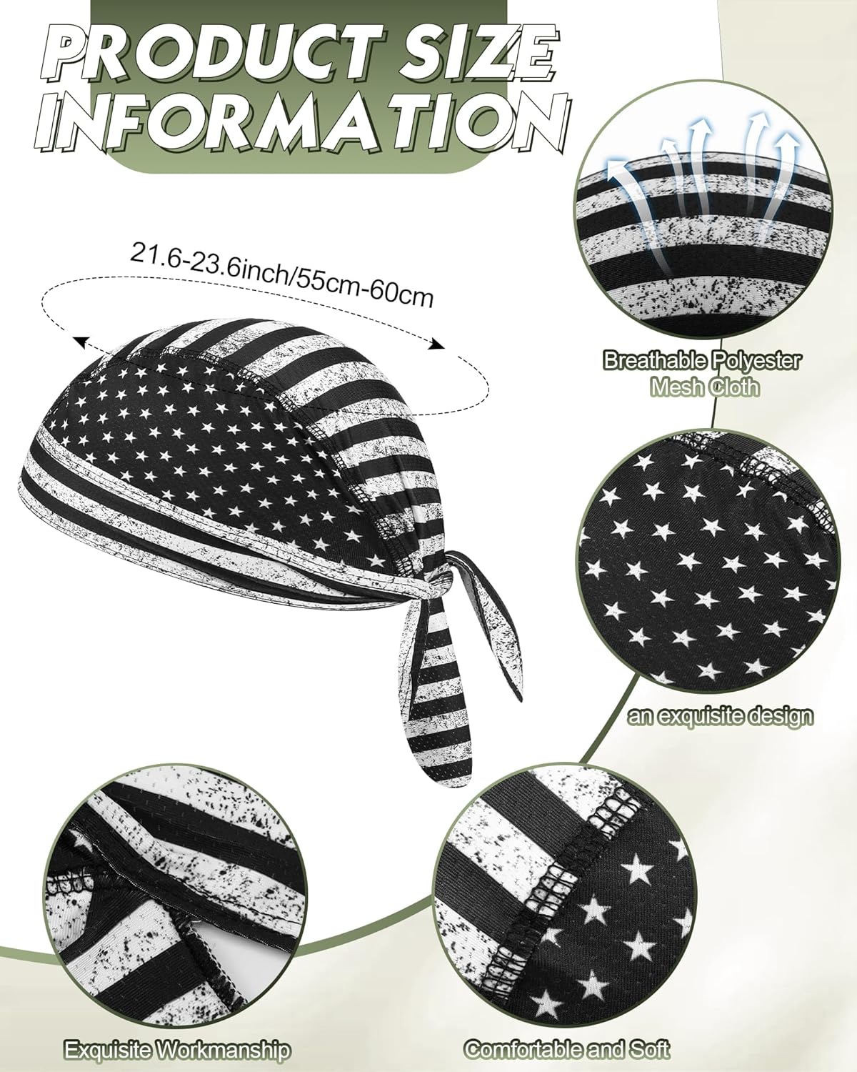 Foaincore 15 Pcs Do Rag Skull Cap Cooling Helmet Liner Sweat Wicking Head Wraps Bandana Beanie for Men Women