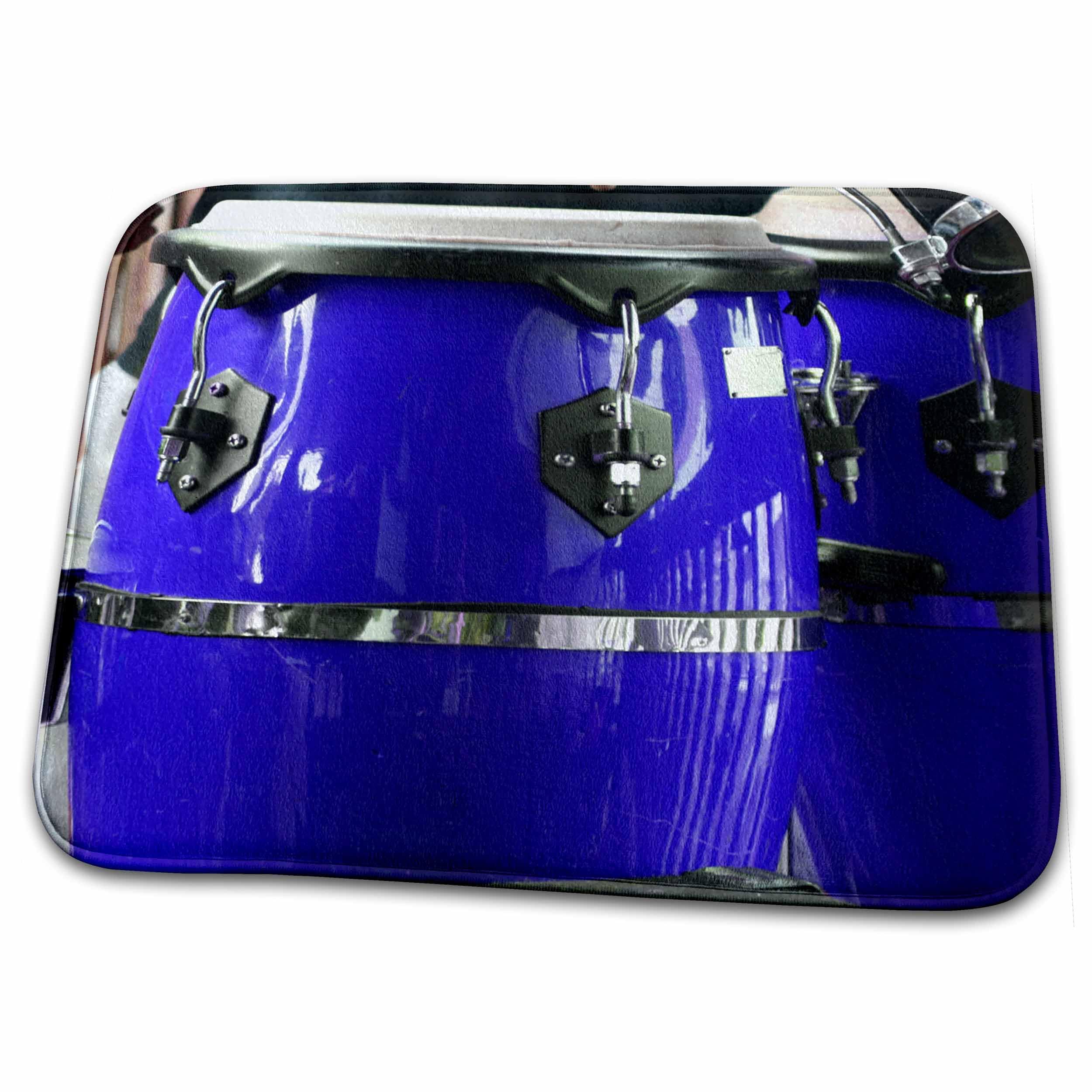 3dRose Bathroom Bath Rug Mat - Blue Conga Drums Musical Instruments