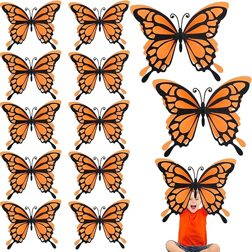 Vista 11 de Geyee 12 piezas de decoración de fiesta de mariposa grande 3D de 12 pulgadas, 10 pulgadas, centros de mesa de mariposa grandes para mesas, baby