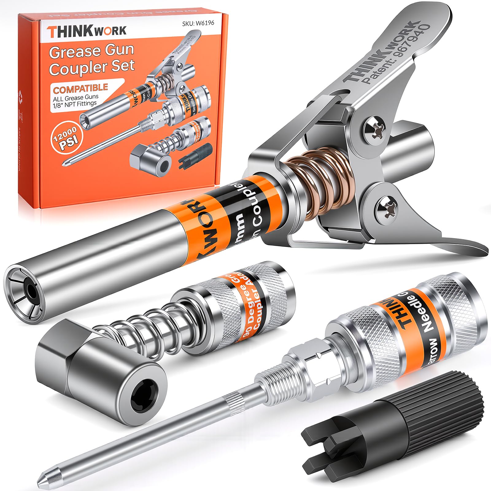 Amazon.com: THINKWORK Grease Gun Coupler Set, Double Handle Extra