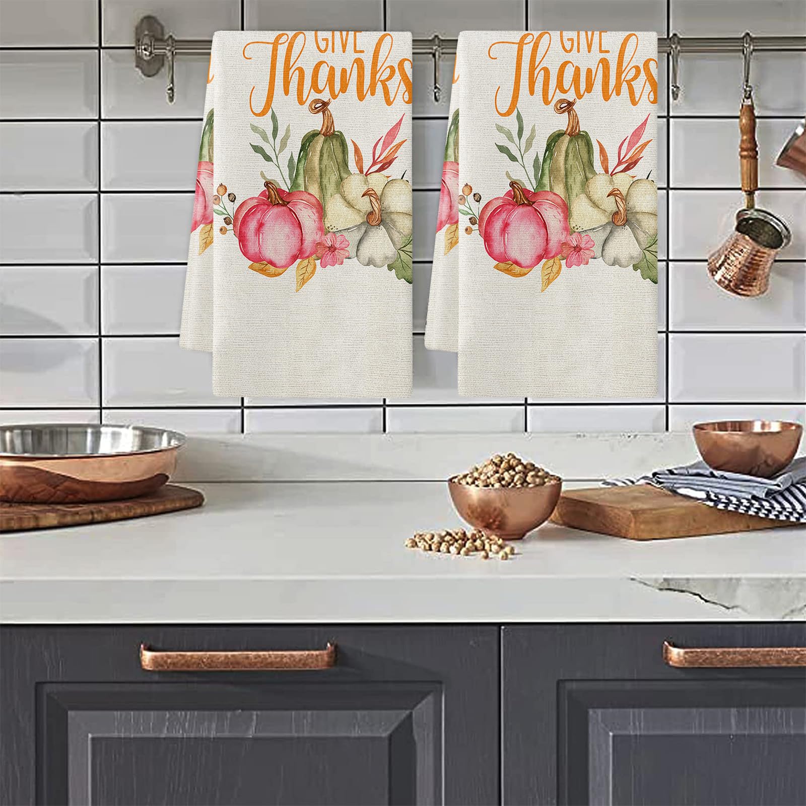 Trapos Cocina Calabaza Naranja Y Rosa Paños de Cocina Suaves y Absorbentes Paños Cocina Reutilizables Trapos de Cocina para Secar Toallas Lavable Toallas de Barra 2 Piezas (44x74 cm)