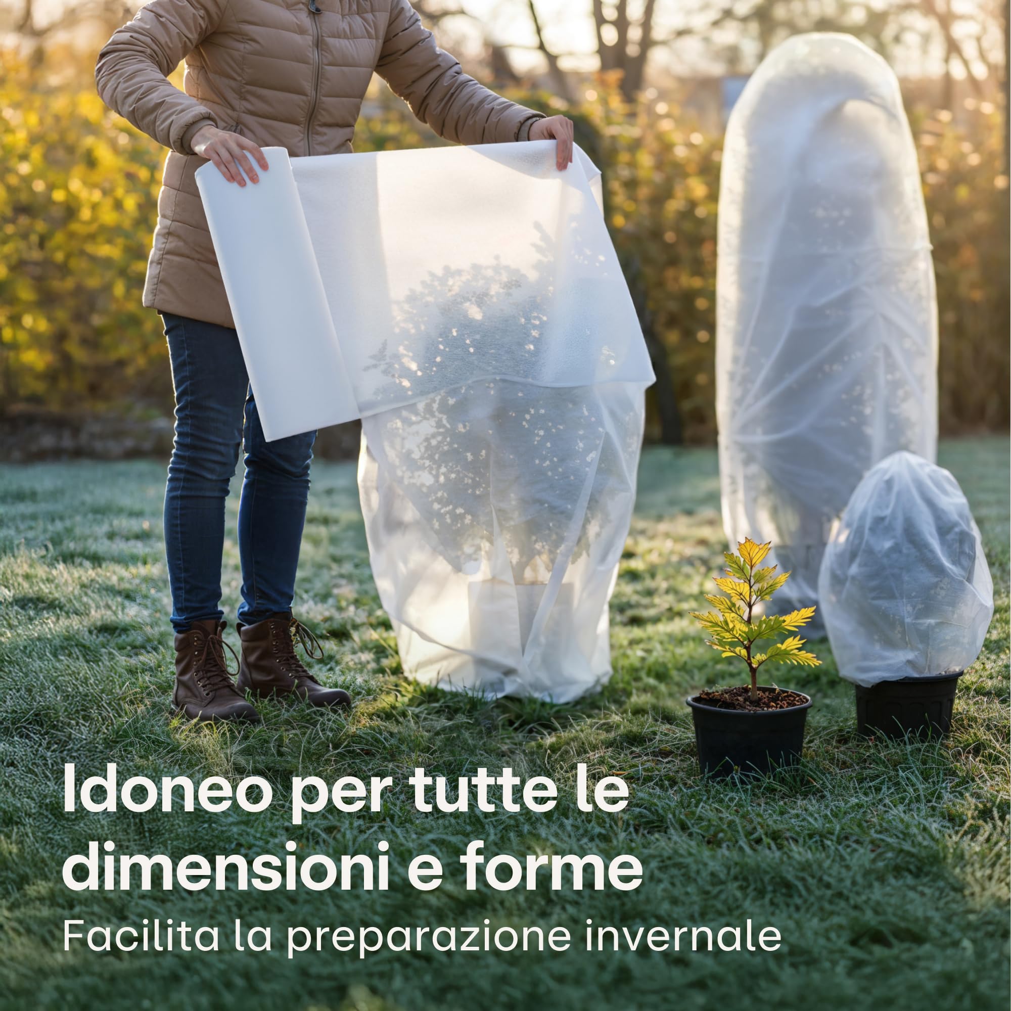 Praknu Tessuto non tessuto invernale per piante, antigelo, 50 g/m², 50 m x 1 m, su rotolo, protezione invernale per piante in vaso, resistente agli strappi e traspiranti, resistente ai raggi UV
