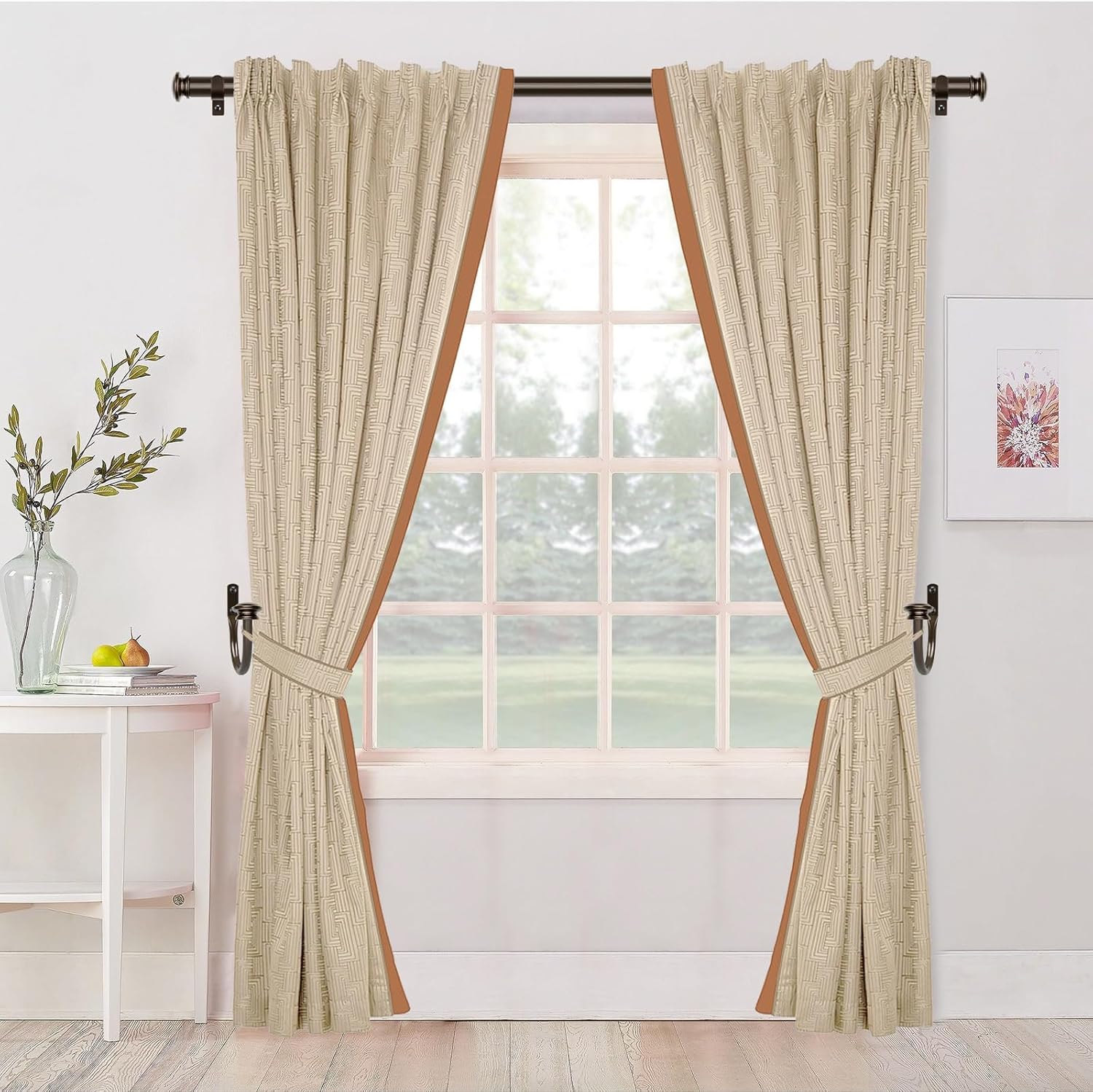 TONIAL Curtain Holdbacks 2 Pack, Decorative Window Drapery Tiebacks for Wall with Small Finials (1 Pair/2 Pack), Bronze
