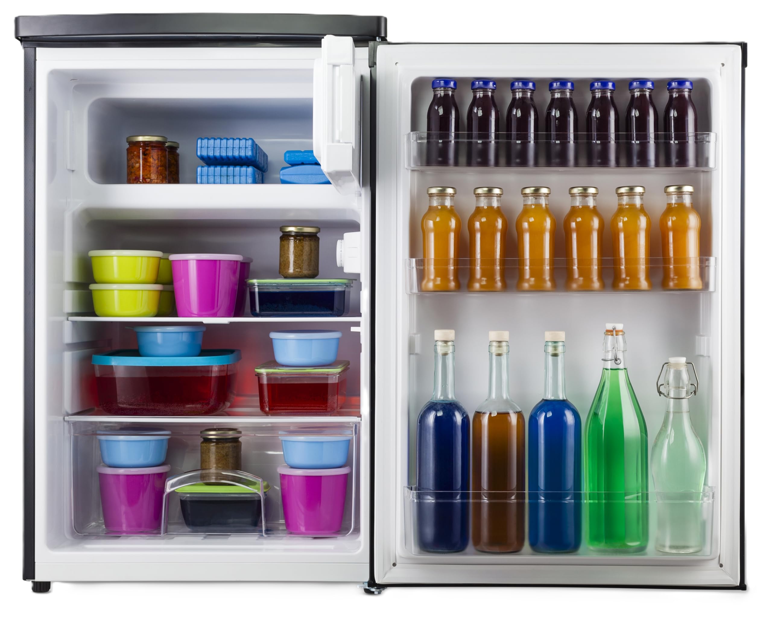 PremierTech, Frigorifero con congelatore 109 Litri, Frigo, Hotel, Ufficio Casa, Porta Reversibile, Sotto Tavolo, Classe Energetica E, Temperatura Regolabile, Libera Installazione, Nero, PT109FB