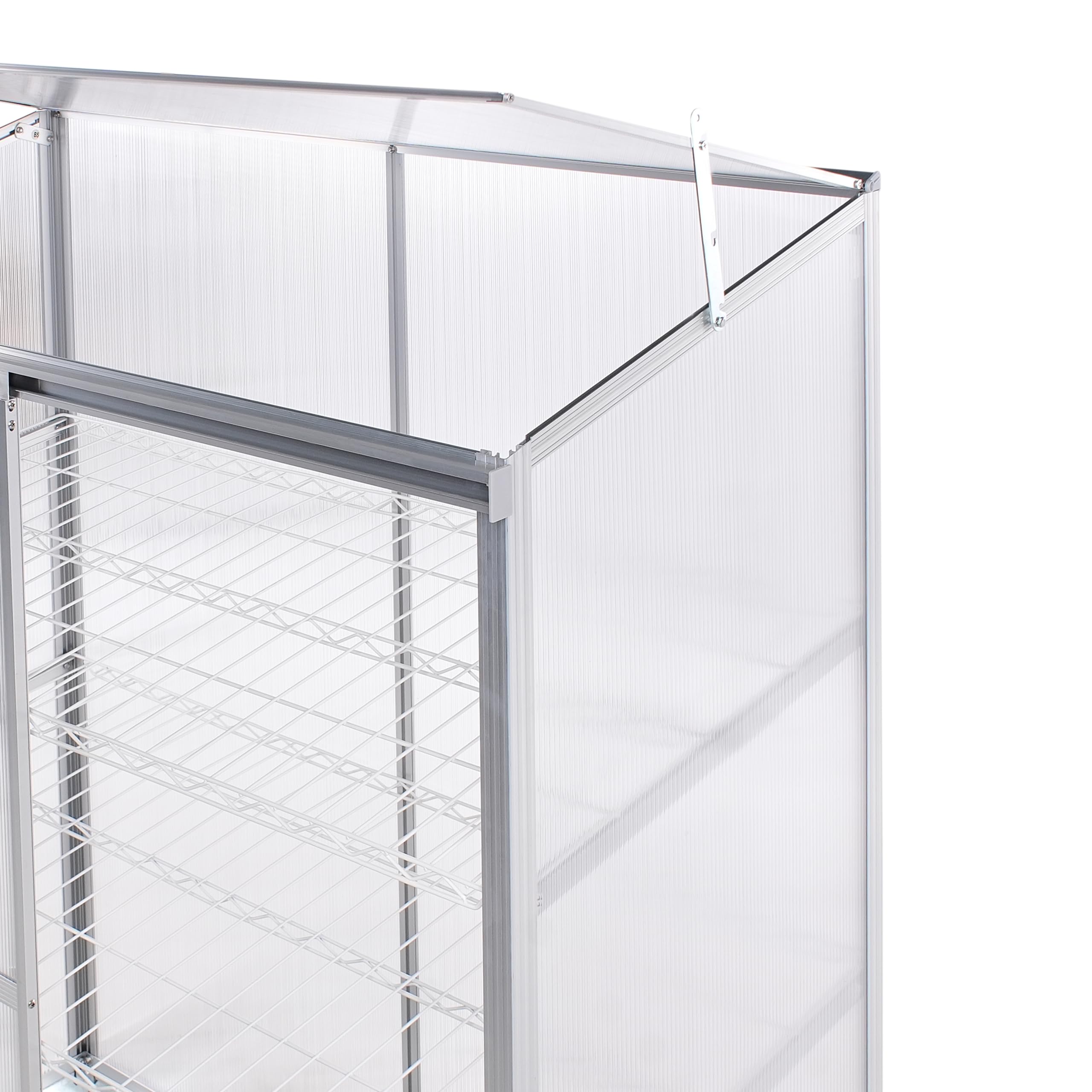 Balkon Mini-Gewächshaus Aluminium Silber 59x129 cm mit Schiebetür Dachfenster Lecce