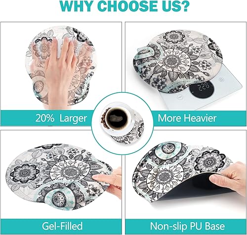 Miniatura 4 de AIMSA Alfombrilla ergonómica para mouse con soporte de muñeca, alfombrilla de mouse de gel antideslizante con base de poliuretano para reposamuñecas