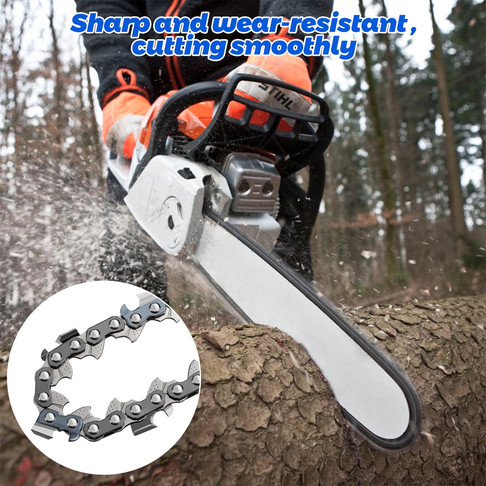 4 Catene per Motosega da 14 Pollici (35 cm) con Spada, 52 Maglie, Passo 3/8", Spessore 0.050" (1,3mm), Catena di Ricambio per Falegnameria e Paesaggistica, Giardino
