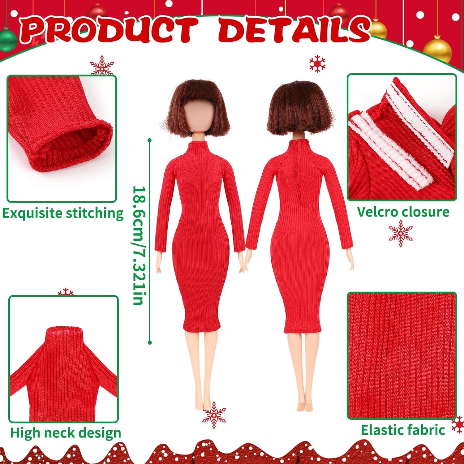 UPINS 4 Pieces 11.5 Inch Doll Clothes Girl Accessories Winter Sweaters Dress Doll Clothing Dolls Outfits for Girls Birthday Gifts Pretend Play Decor