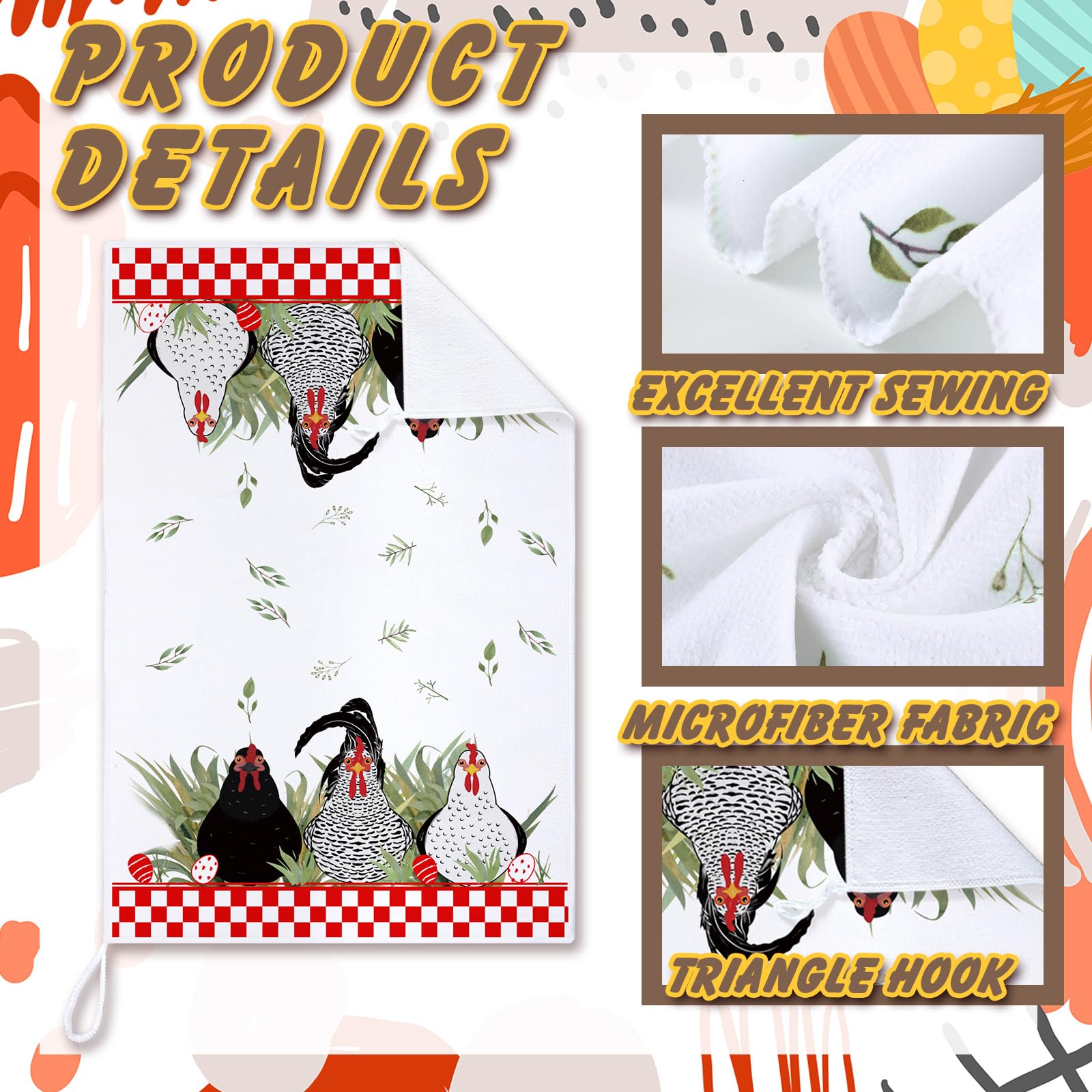 Torchon De Cuisine Romantique Avec Motif Floral, Oiseaux, Papillon Gaufré, Absorbant Et Réutilisable, Lavable Avec Boucle De Suspension