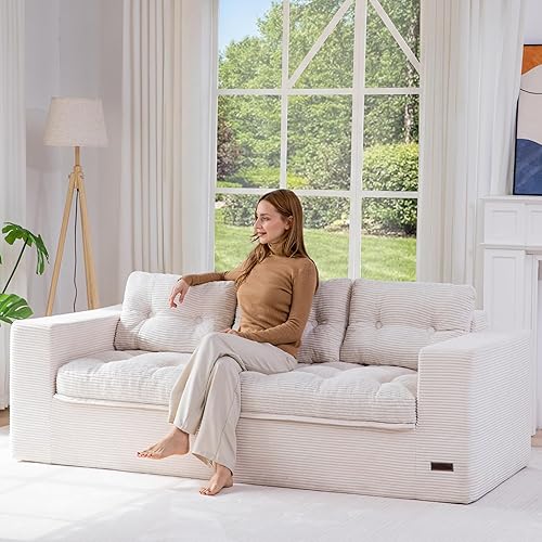 Miniatura 27 de MAXYOYO Sofá seccional modular en forma de L de 104", con reposapiés, sofá Cloud sin huesos con almohadones en capas, sofá tapizado en una caja,