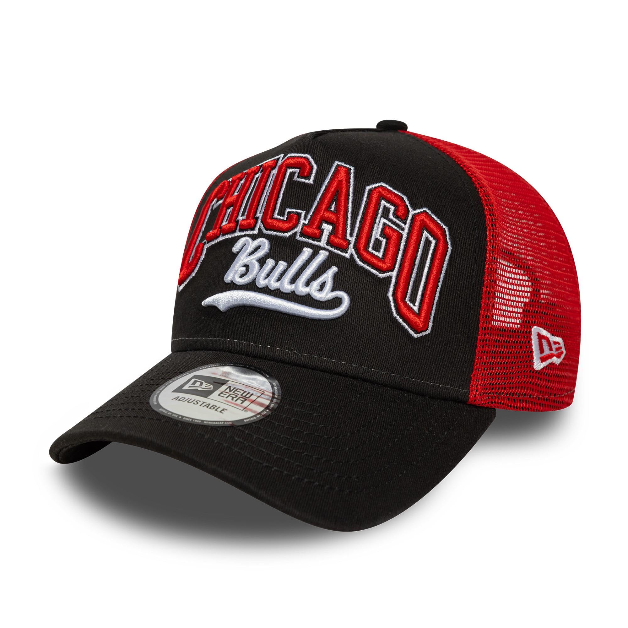 New Era Chicago Bulls Script A-Frame Trucker Cap Black