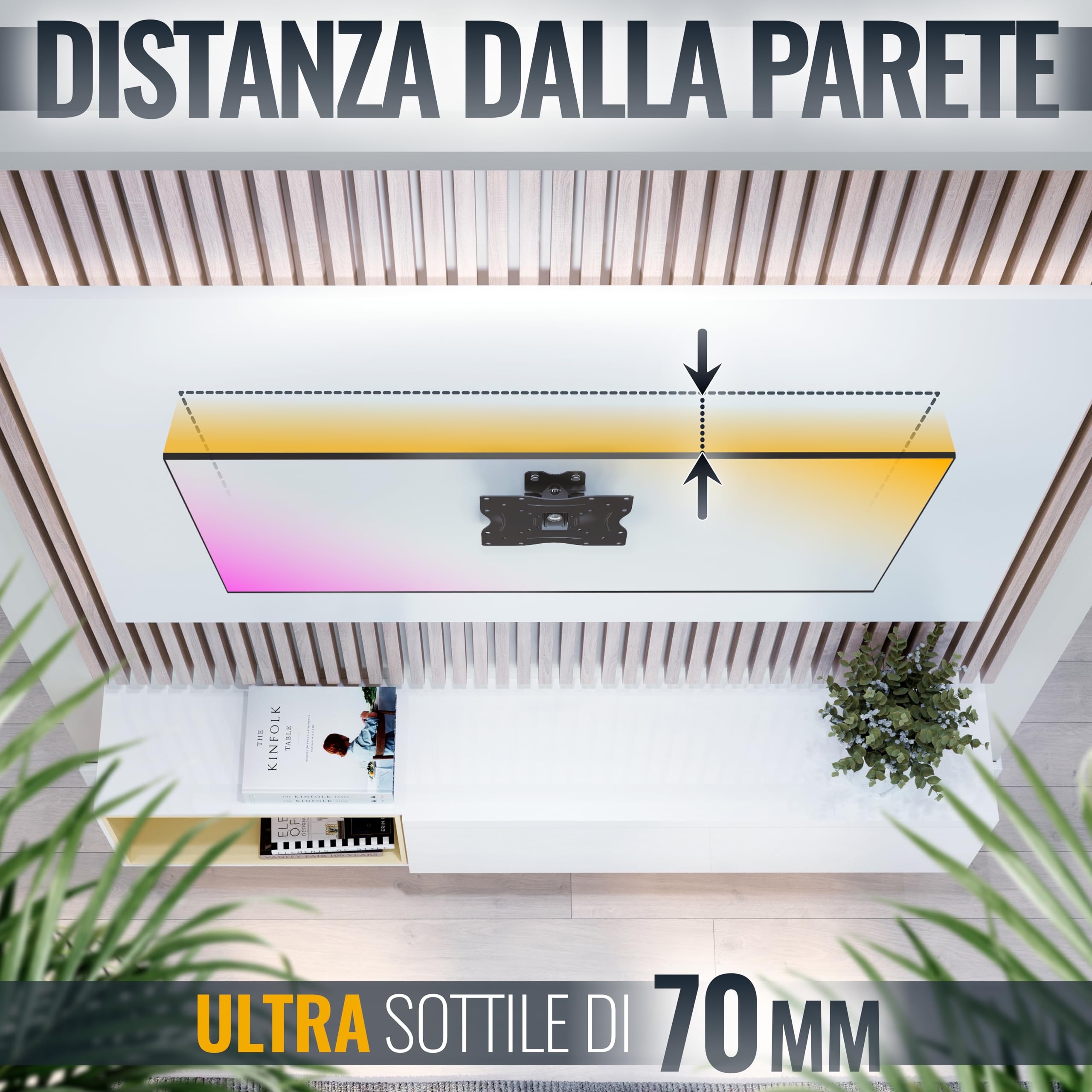 RICOO R12 Supporto TV da parete Staffa TV 32-55 pollici per 32 55 pollici girevole inclinabile fino a 30 kg max VESA 200x200