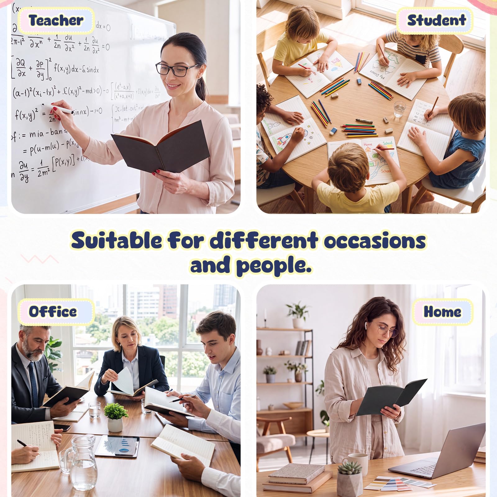 Handepo Paquete de 100 cuadernos de papel kraft A5 rayados, tapa suave, bloc de notas de composición de papel kraft para niñas, estudiantes, oficina, suministros escolares (negro)