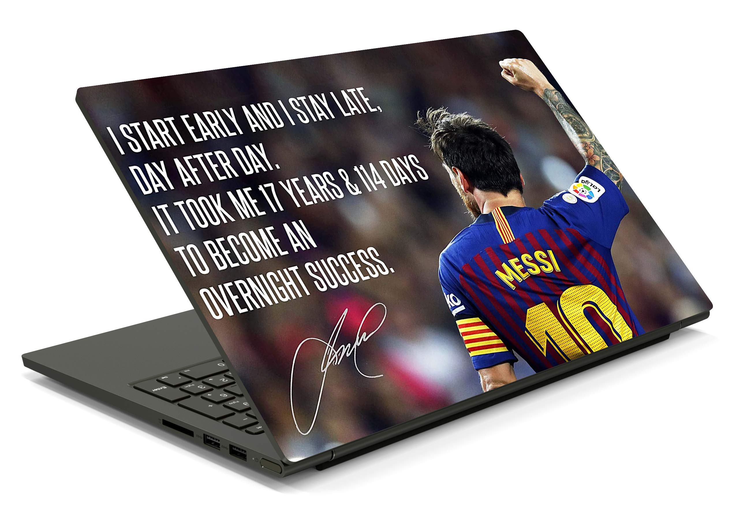 ISEE 360® Laptop Skin Cover Laminated Messi Quotes Stickers and Free Track pad Skin Girls Boys Kids Students Office Vinyl Printed Multicolored HD Quality Sticker 15.6 Inches (B08PP6Y434) Amazon Price History, Amazon Price Tracker