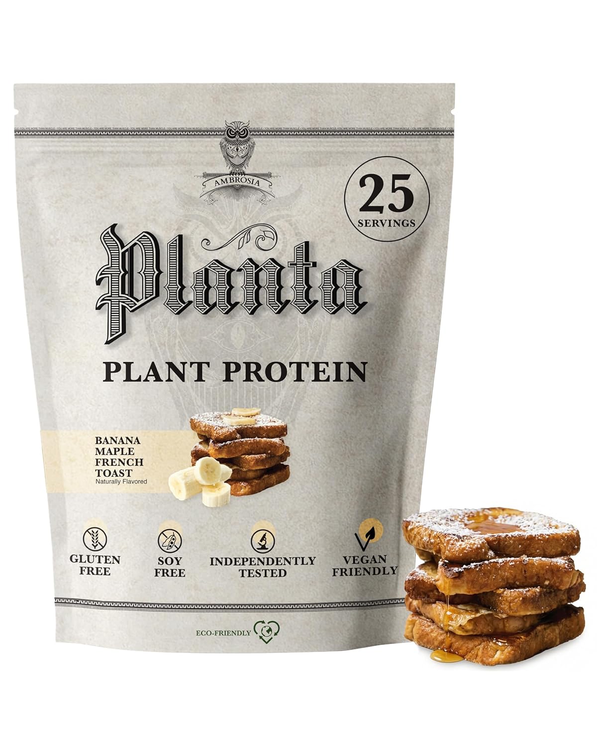 Ambrosia Plant Based Protein Powder 20g | Clean Vegan Pea Protein Powder | Gluten & Dairy Free, Keto Friendly, No Added Sugar | 25 Servings | Banana Maple