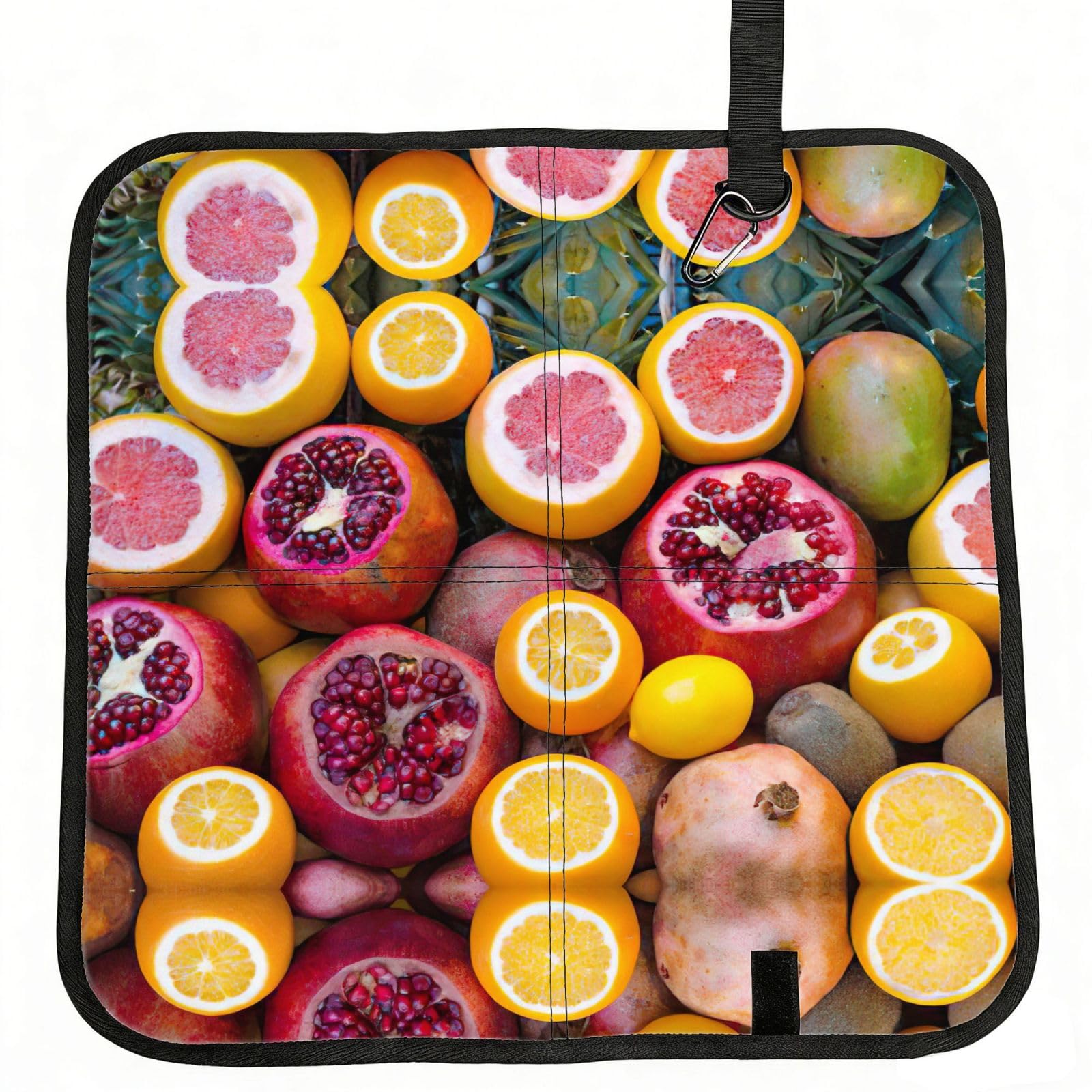 SDEGTHO Fruit Picture Printed Foldable Seat Pad with Closure, Lightweight Cushion for Airplane Travel Camping