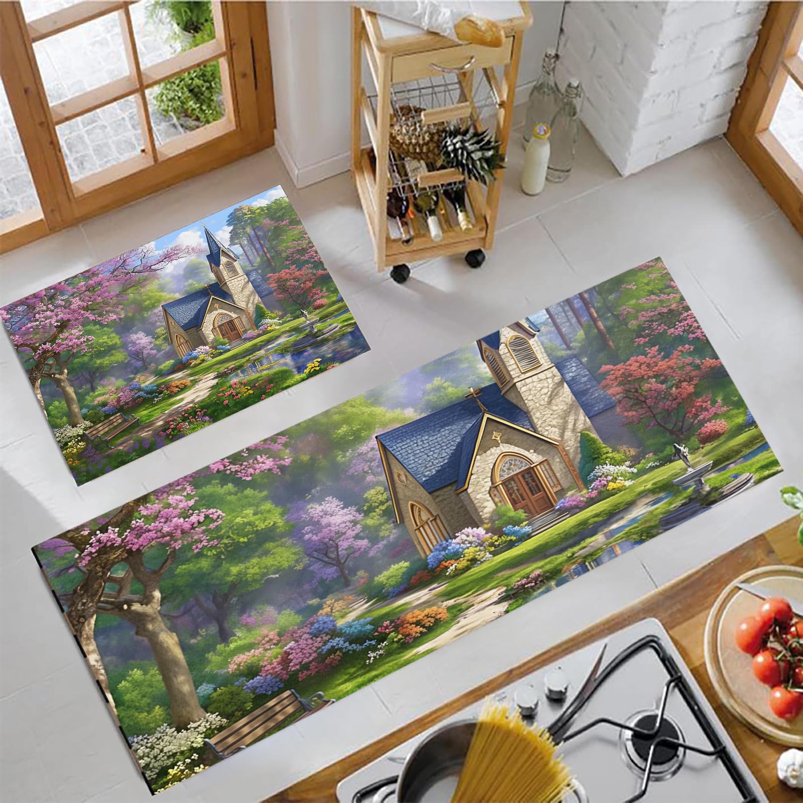 Tapis de porte de cuisine lot de 2 lavables tapis de cuisine antidérapants 43x150 cm
