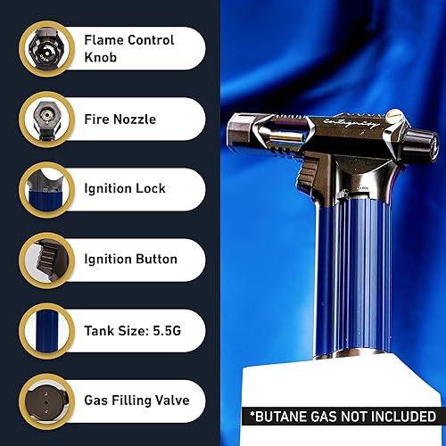 Miniatura 4 de InZaynity - Pistola de soplete de butano recargable - La bestia de mano para cocinar, barbacoa, crema brulee, soldadura, soldadura y arte de resina