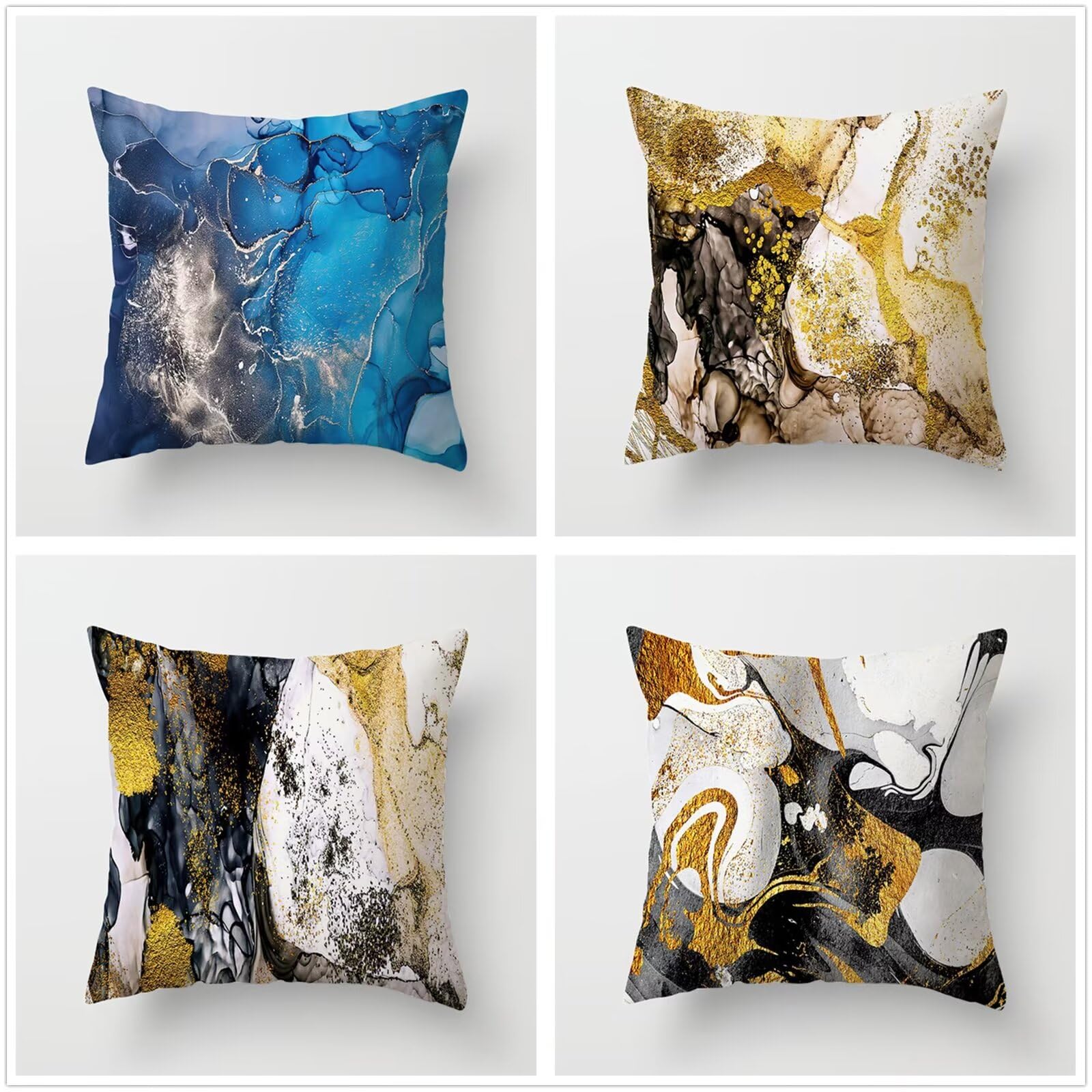 Federe per Cuscini Linen 50x50cm Set di 4 Quadrato Bifacciale Copricuscini Divano Decorativi astratto giallo Decor Fodere per Divano Sedia Cuscini Camera da Letto Cuscini Arredo P1-64