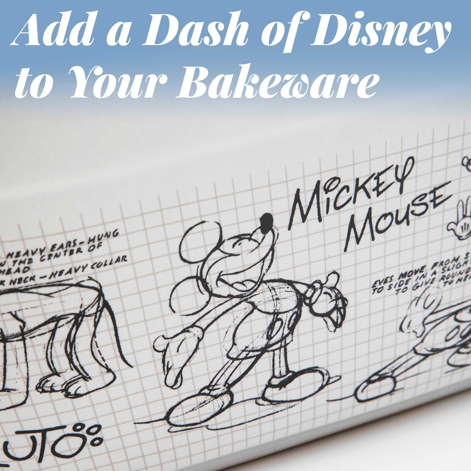 Zrike Disney Mickey Mouse Baking Pan Ceramic Nonstick - Rectangular Cake or Loaf Pan With Disney Sketchbook Design - Durable PFAS-Free Baking Dish - Set of 1