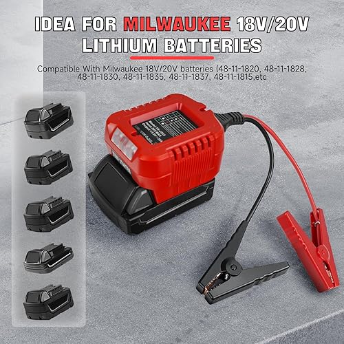 Miniatura 2 de Adaptador de arranque para baterías Milwaukee de 18 V20 V, adaptador de cable de refuerzo automático de 13.5 V con luces LED, cables de salto
