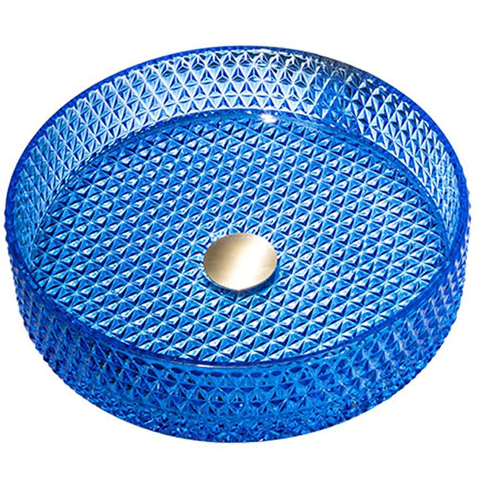 Vasque cylindrique en verre bleu pour bar et vestiaire au style vintage chic