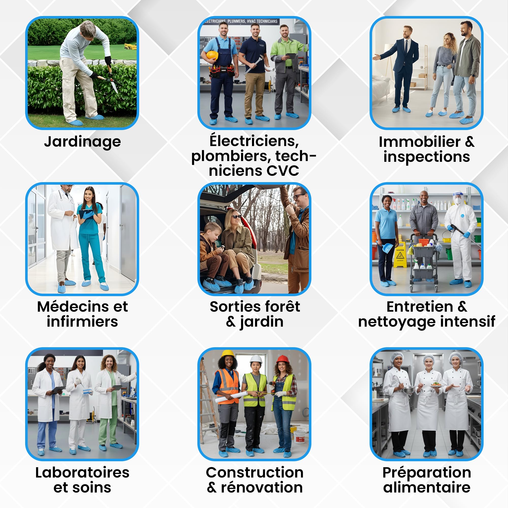 Bornova - Cubrezapatos desechables antideslizantes 30GSM - Cubierta para zapatos no tejidos resistentes - Ideal para salud, visitas a casa, casa limpia, consultorios médicos