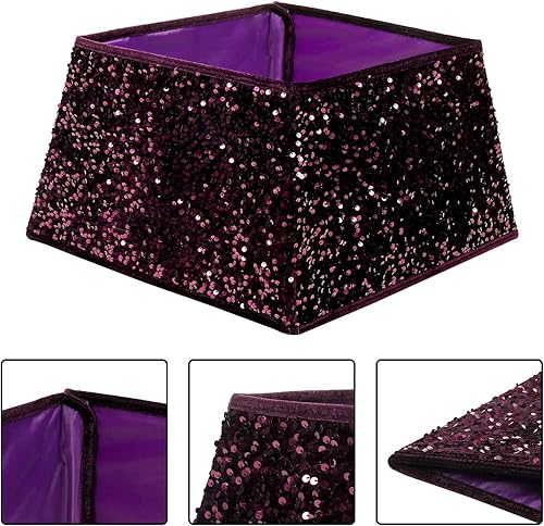 Miniatura 7 de XmasExp Collar de árbol de Navidad de 24 pulgadas, falda de árbol de Halloween con lentejuelas para decoración del hogar, anillo de árbol de