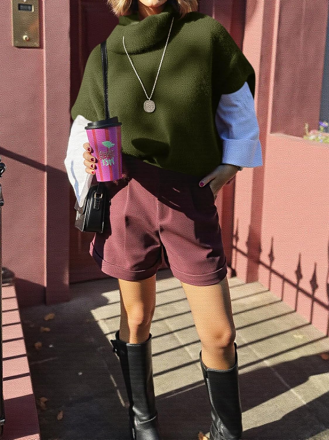 Cicy Bell Womens Oversized Turtleneck Knit Sweaters Short Batwing Sleeve Casual Slouchy Loose Fit Chunky Pullover Tops - Image 6